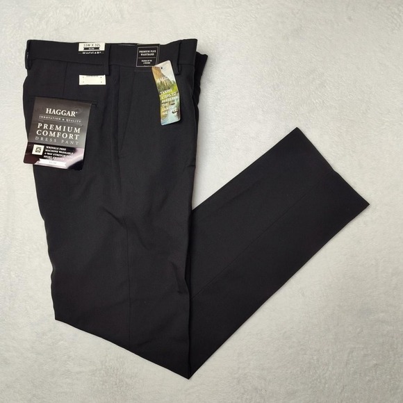 Haggar Other - Haggar Premium Comfort Dress Pants Mens 33x32 Black Slim Stretch Wrinkle Free